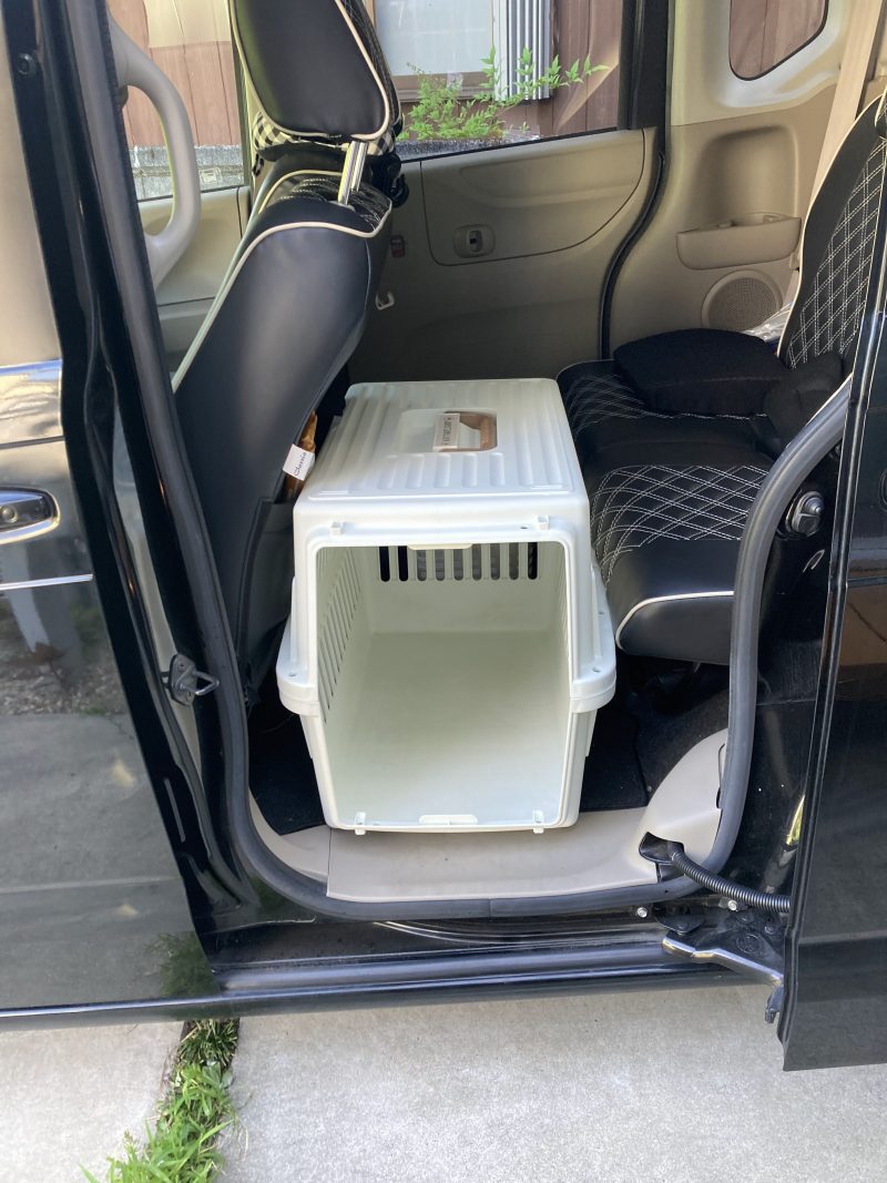 車にクレート設置